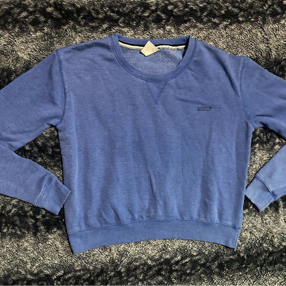 U.S. Vintage Women’s Small Blue MILF Embroidered Long Sleeve Pullover Sweatshirt